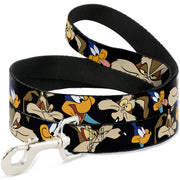 Dog Leash - Road Runner/Wile E. Coyote Expressions CLOSE-UP Black