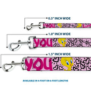 Dog Leash - Tweety Bird I LOVE YOU Pink/Black