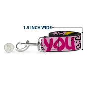 Dog Leash - Tweety Bird I LOVE YOU Pink/Black