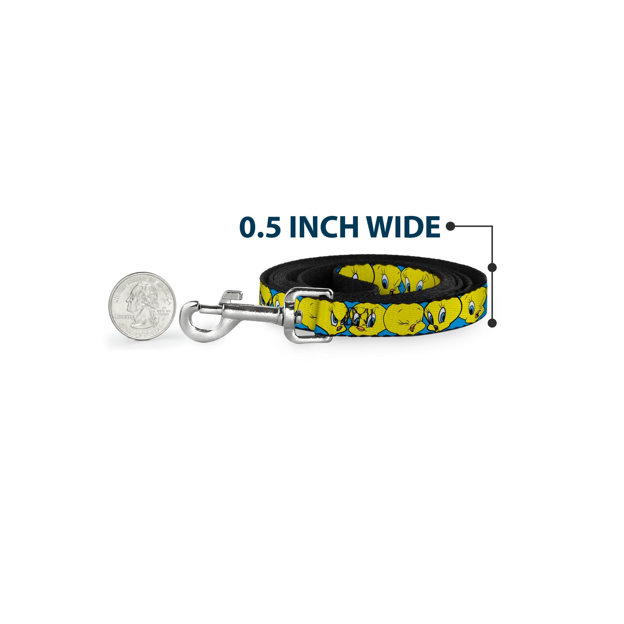 Dog Leash - Tweety Bird CLOSE-UP Expressions Baby Blue