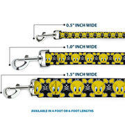 Dog Leash - Tweety Bird & Crossbones Black/White/Yellow