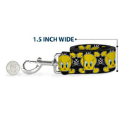 Dog Leash - Tweety Bird & Crossbones Black/White/Yellow