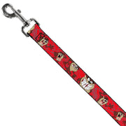 Dog Leash - Tasmanian Devil Expressions Red Swirl