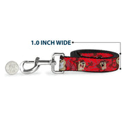 Dog Leash - Tasmanian Devil Expressions Red Swirl