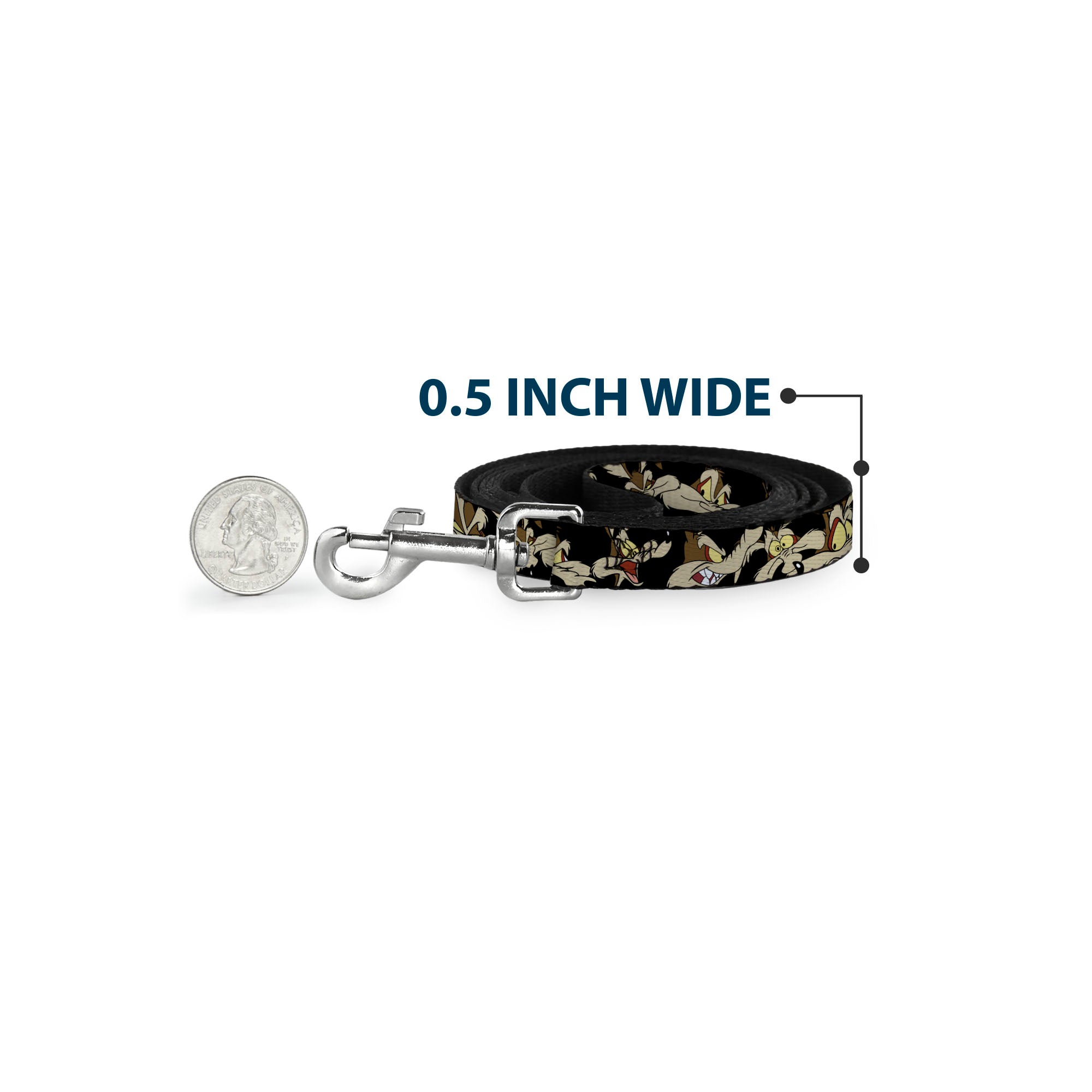 Dog Leash - Wile E. Coyote Expressions Black