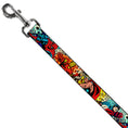 Load image into Gallery viewer, Dog Leash - 4-Superhero Action Poses/Comic Scenes White/Black/Full Color Splatter
