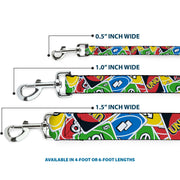Dog Leash - UNO Cards Stacked Collage Multi Color