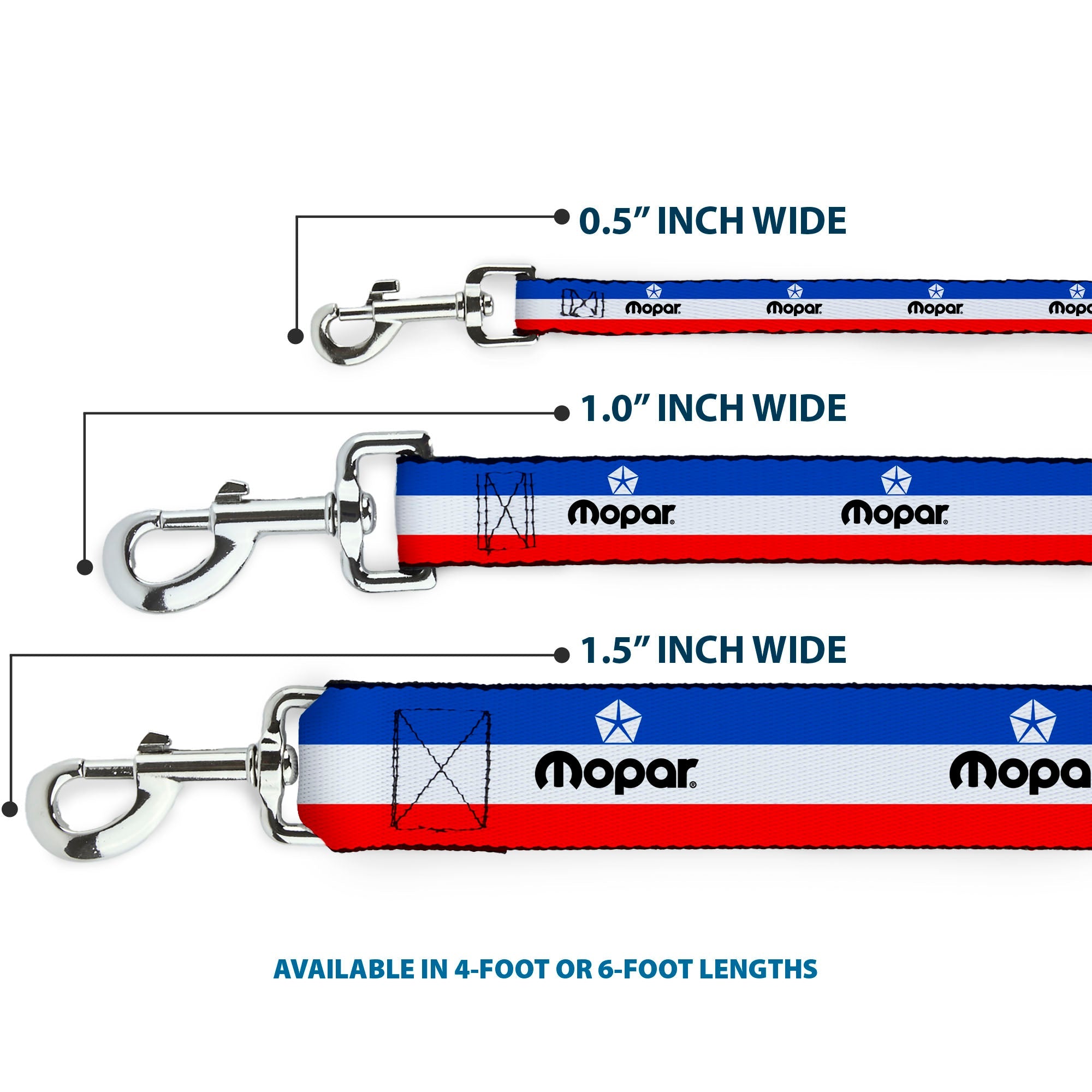 Dog Leash - MOPAR Logo/Stripe Blue/White/Red