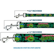 Dog Leash - Classic TEENAGE MUTANT NINJA TURTLES Turtle Faces Black/Green Turtle Shell