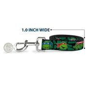 Dog Leash - Classic TEENAGE MUTANT NINJA TURTLES Turtle Faces Black/Green Turtle Shell