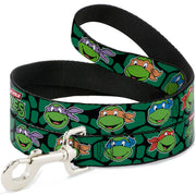 Dog Leash - Classic TEENAGE MUTANT NINJA TURTLES Turtle Faces Black/Green Turtle Shell