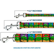 Dog Leash - Classic Teenage Mutant Ninja Turtles Face Blocks Black/Multi Color