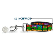 Dog Leash - Classic Teenage Mutant Ninja Turtles Face Blocks Black/Multi Color