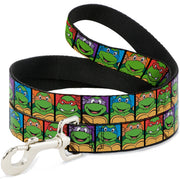 Dog Leash - Classic Teenage Mutant Ninja Turtles Face Blocks Black/Multi Color