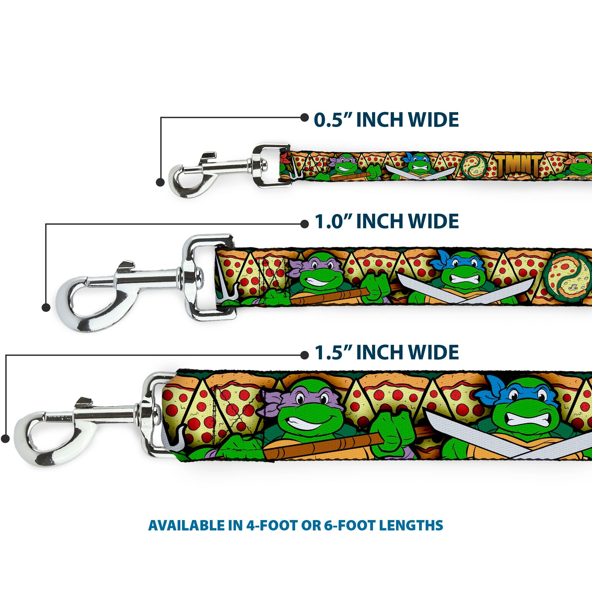Dog Leash - Classic Teenage Mutant Ninja Turtles Turtle Poses/Pizza Slices