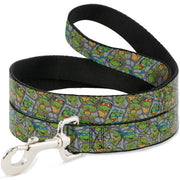 Dog Leash - Classic Teenage Mutant Ninja Turtles Expression & Pose Turtle Shell Collage Lavender