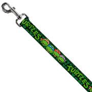 Dog Leash - Classic Teenage Mutant Ninja Turtles Group Faces/TURTLES Turtle Shell Black/Green