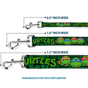 Dog Leash - Classic Teenage Mutant Ninja Turtles Group Faces/TURTLES Turtle Shell Black/Green
