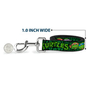 Dog Leash - Classic Teenage Mutant Ninja Turtles Group Faces/TURTLES Turtle Shell Black/Green