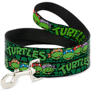 Dog Leash - Classic Teenage Mutant Ninja Turtles Group Faces/TURTLES Turtle Shell Black/Green