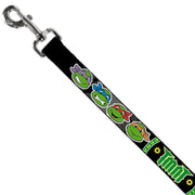 Dog Leash - Classic Teenage Mutant Ninja Turtles Group Faces/TMNT/Ninja Star Black/Green