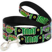Dog Leash - Classic Teenage Mutant Ninja Turtles Group Faces/TMNT/Ninja Star Black/Green