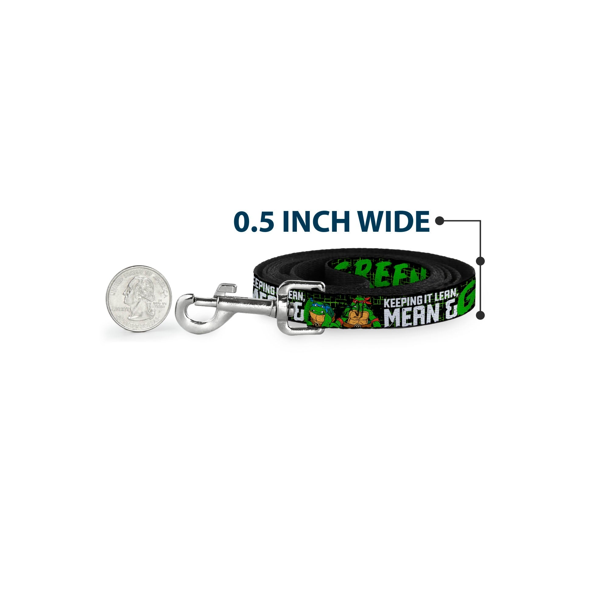 Dog Leash - Classic TMNT Group Pose6/KEEPING IT LEAN, MEAN & GREEN Black/Green/White