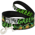 Load image into Gallery viewer, Dog Leash - Classic TMNT Group Pose6/KEEPING IT LEAN, MEAN & GREEN Black/Green/White
