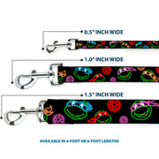 Dog Leash - Classic Teenage Mutant Ninja Turtles Electric Expressions/Turtle Shells Black/Multi Neon
