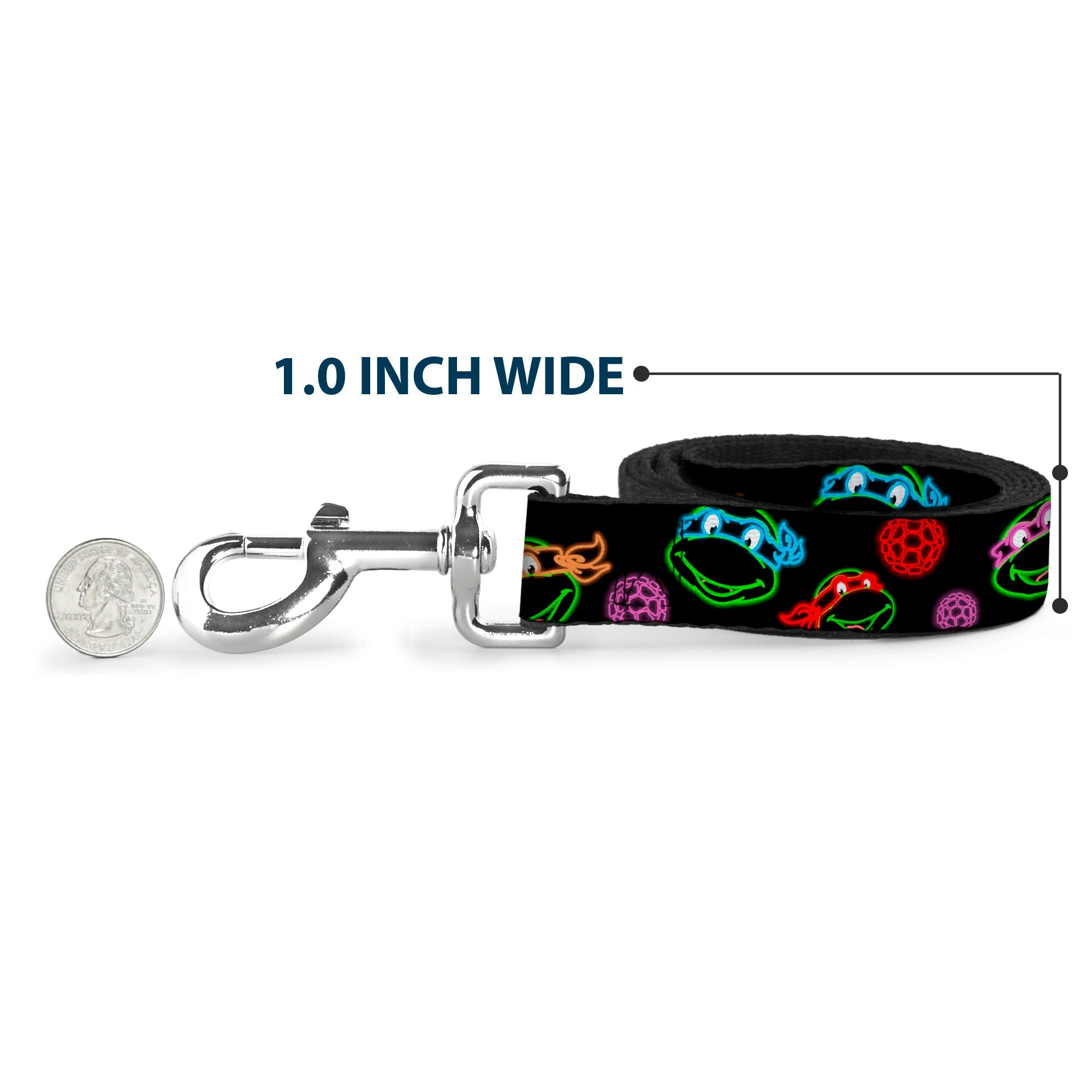 Dog Leash - Classic Teenage Mutant Ninja Turtles Electric Expressions/Turtle Shells Black/Multi Neon