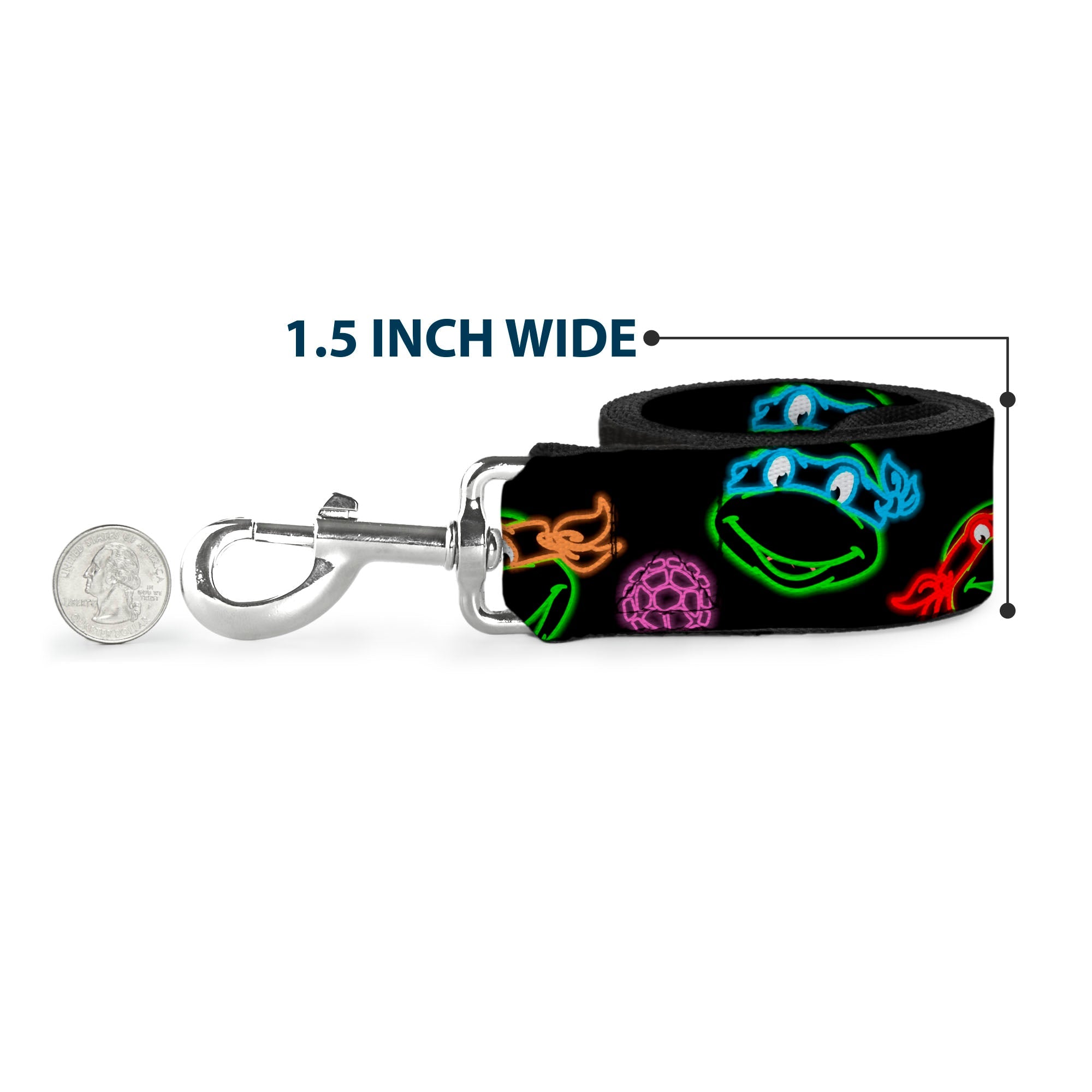 Dog Leash - Classic Teenage Mutant Ninja Turtles Electric Expressions/Turtle Shells Black/Multi Neon