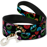 Dog Leash - Classic Teenage Mutant Ninja Turtles Electric Expressions/Turtle Shells Black/Multi Neon