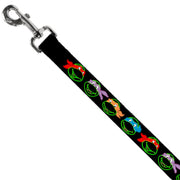 Dog Leash - Classic Teenage Mutant Ninja Turtles Electric Expressions Black/Multi Neon
