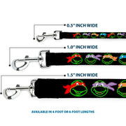 Dog Leash - Classic Teenage Mutant Ninja Turtles Electric Expressions Black/Multi Neon