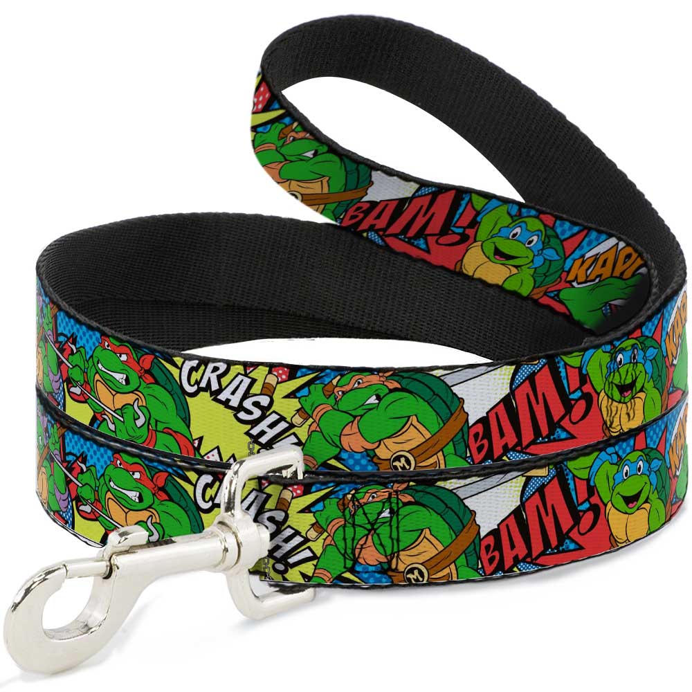 Dog Leash - Classic Teenage Mutant Ninja Turtles Action Poses/Action Bubbles Dots Blues