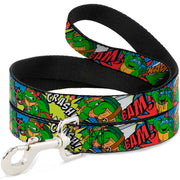 Dog Leash - Classic Teenage Mutant Ninja Turtles Action Poses/Action Bubbles Dots Blues