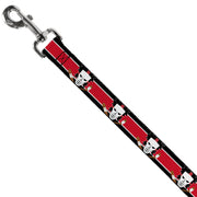 Dog Leash - Casey Jones Baseball & Hockey Stick CLOSE-UP Stripe Black/White/Red