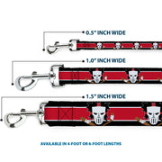 Dog Leash - Casey Jones Baseball & Hockey Stick CLOSE-UP Stripe Black/White/Red