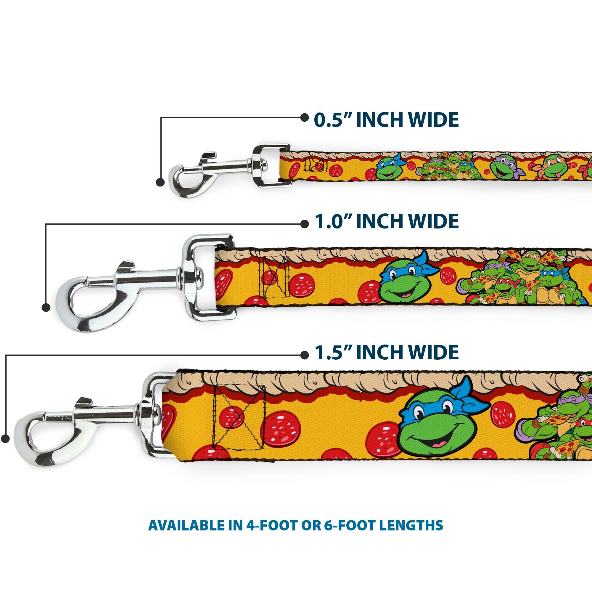 Dog Leash - Classic Teenage Mutant Ninja Turtles 4-Turtle Faces Pepperoni Pizza/Turtles Pose16