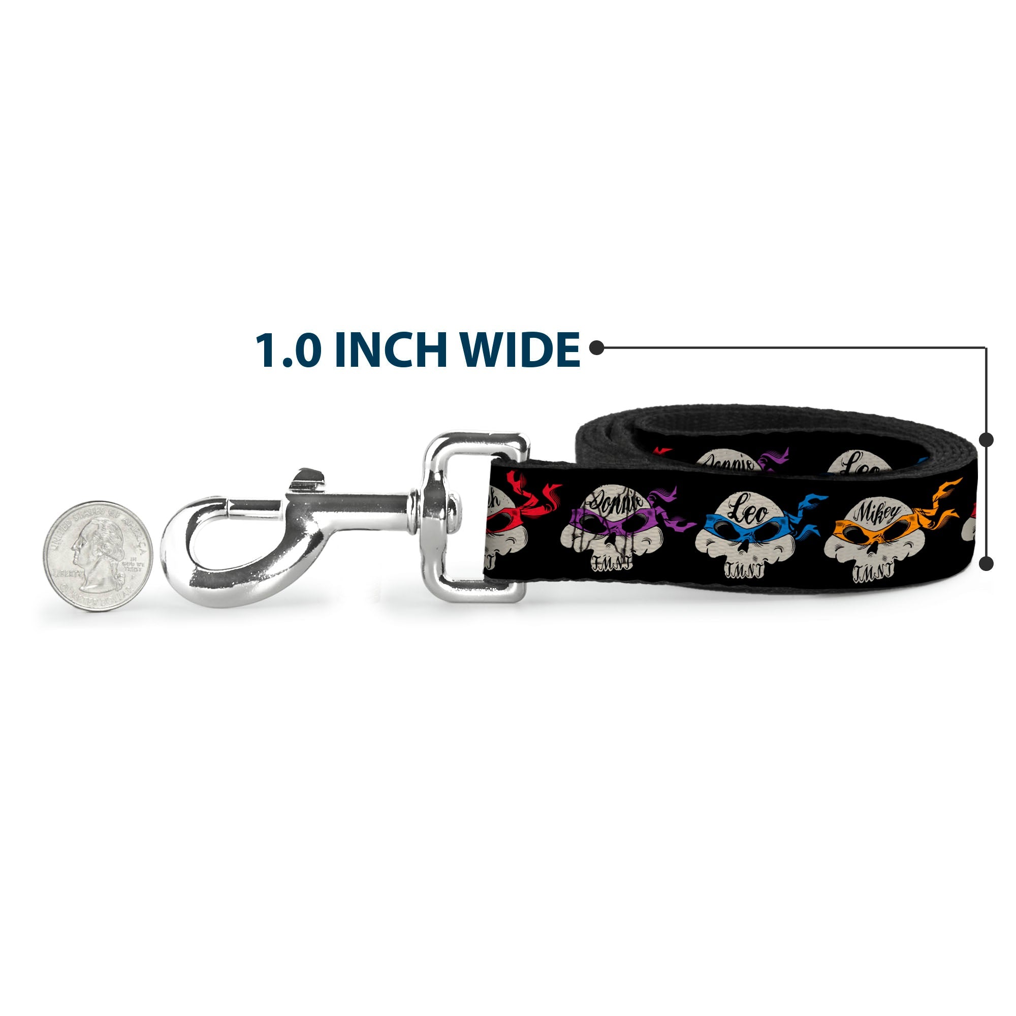 Dog Leash - TMNT 4-Turtle Road Rebel Skulls Black