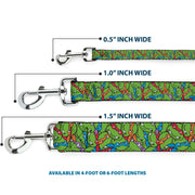 Dog Leash - Teenage Mutant Ninja Turtles Faces Stacked Green/Multi Color