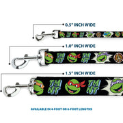 Dog Leash - Teenage Mutant Ninja Turtles Faces and Icons Black/Multi Color