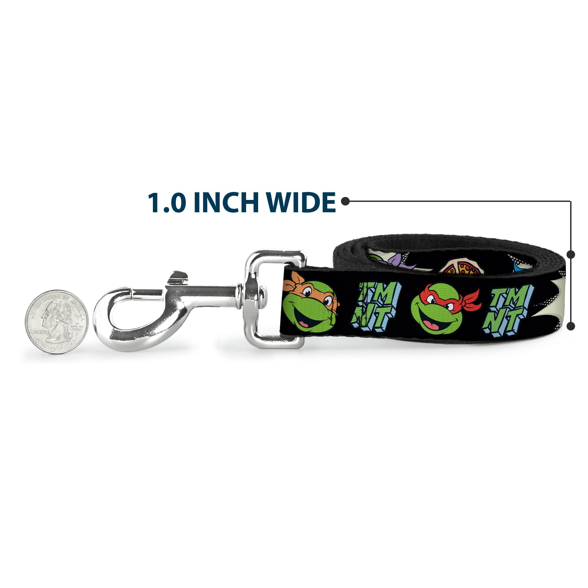 Dog Leash - Teenage Mutant Ninja Turtles Faces and Icons Black/Multi Color