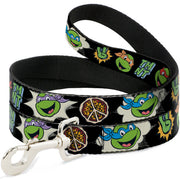 Dog Leash - Teenage Mutant Ninja Turtles Faces and Icons Black/Multi Color