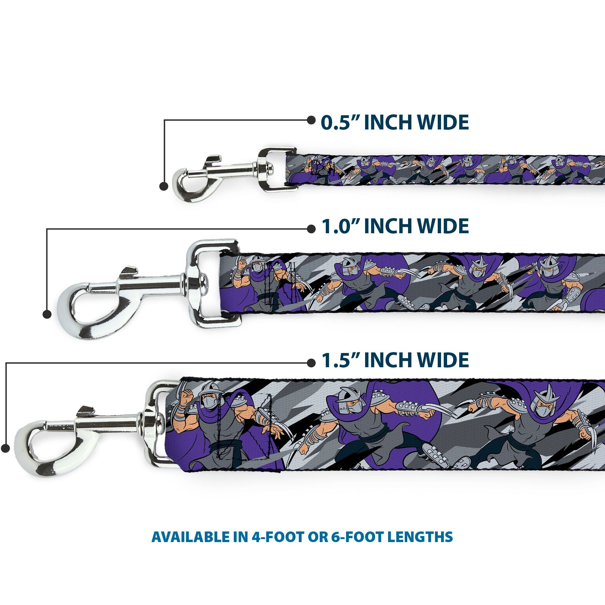 Dog Leash - Teenage Mutant Ninja Turtles Shredder Action Poses Grays/Purple