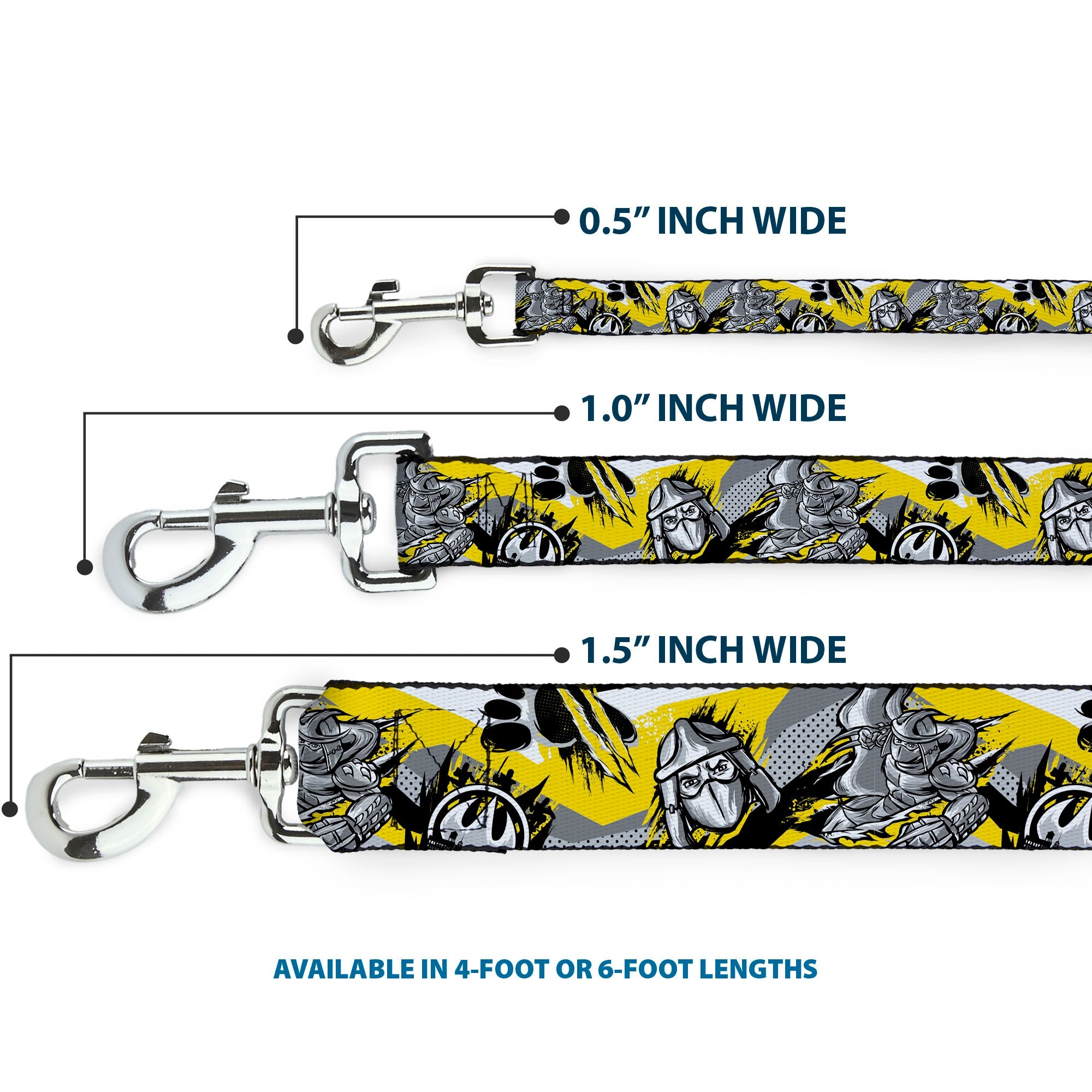 Dog Leash - Teenage Mutant Ninja Turtles Shredder Pose and Icons Grays/Yellow