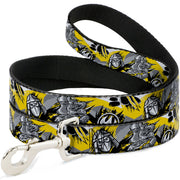 Dog Leash - Teenage Mutant Ninja Turtles Shredder Pose and Icons Grays/Yellow