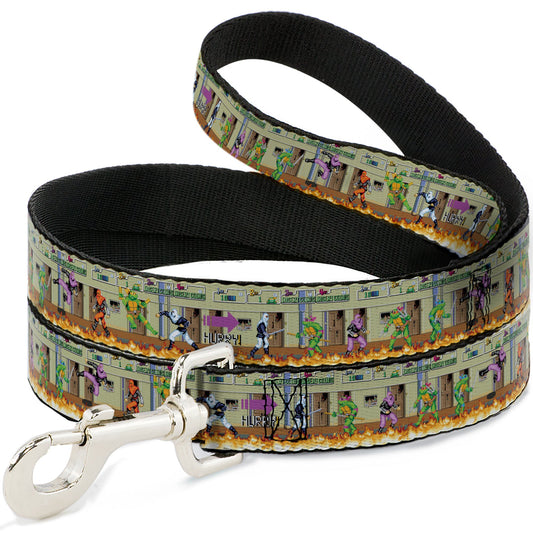 Dog Leash - Teenage Mutant Ninja Turtles Battle Foot Soldiers Ninjas Video Game Scene Tan