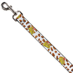 Dog Leash - POST COCOA PEBBLES Logo and Cereal Pebbles Scattered White/Browns