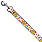 Dog Leash - POST COCOA PEBBLES Logo and Cereal Pebbles Scattered White/Browns